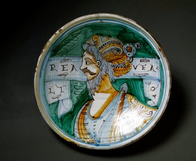 Portrait of a man with a turban, Ceramic plate, Viterbo, Italy by Italian School