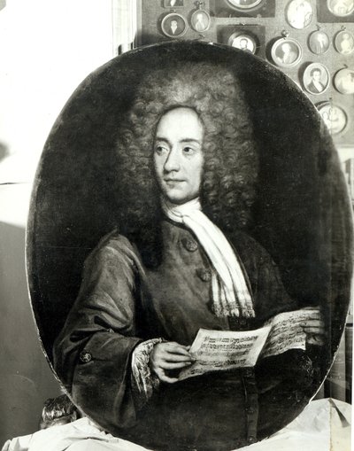 Portrait of the Composer Tomaso Giovanni Albinoni (1671-1751) Holding a Music Score by Italian School