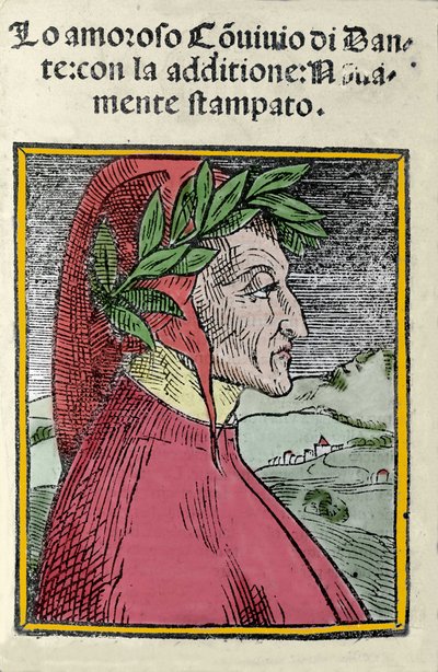 Portrait of the Italian poet Dante Alighieri (1265-1321). Engraving. Frontispiece of 
