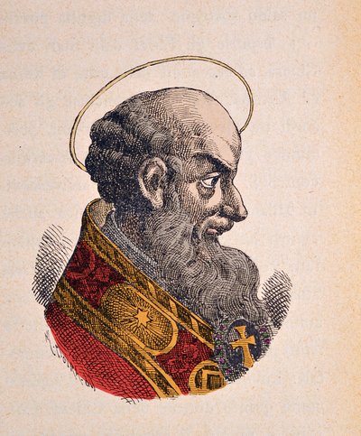 Portrait of Pope Saint Pius V, 1898 (engraving with later colouration) by Italian School