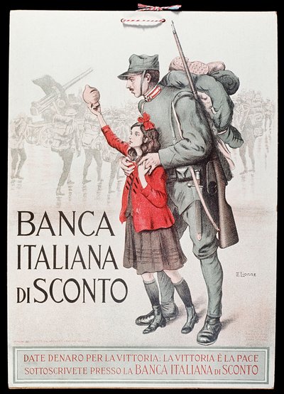 Postcard of the Banca Italiana di Sconto (Italian Discount Bank), 1917-18 by Italian School