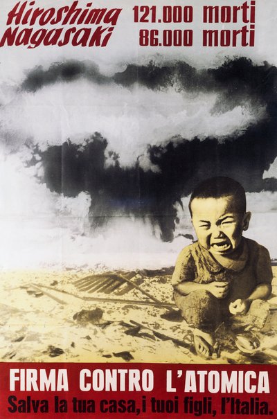 Poster Protesting Atomic Bomb Created by National Committee of Partisans of Peace by Italian School