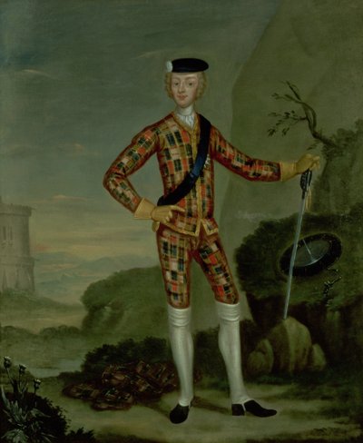 Prince Charles Edward (Bonnie Prince Charlie) in Tartan by Italian School