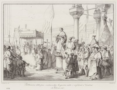Publication of the peace concluded after the war against the Confederates at Cambrai by Italian School