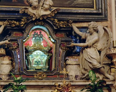 Relic of the skull of St. Aloysius Gonzaga situated in the high altar by Italian School