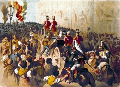 Representation of the attack of Giovanni Passannante against King Umberto I in 1878 in Naples by Italian School