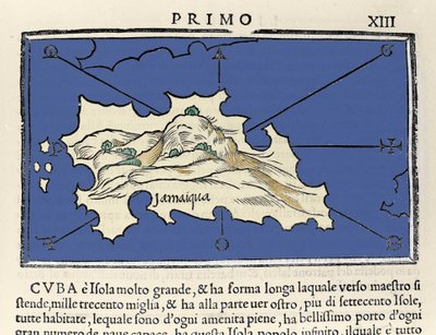Representation of the island of Jamaica. Isolario (map of islands) by Benedetto Bordone. Venice 1547 by Italian School