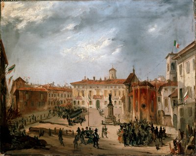 Revolutions of 1848, Five Days of Milan: Austrian prisoners on Borromeo square by Italian School
