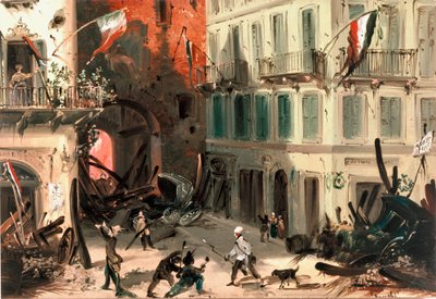 Five Days of Milan: Barricades Near Pusterla Beatrice Gate on March 22nd (1848) by Italian School