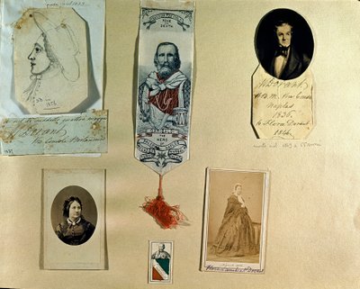 Collage board around the Italian patriot Giuseppe Garibaldi by Italian School