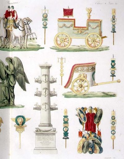 Roman Chariots, Trophies and Military Monuments, detail of plate 20, class 5 from Part I of 