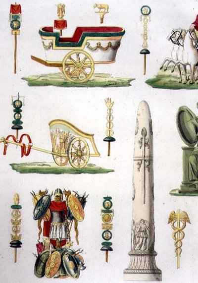 Roman Chariots, Trophies and Military Monuments (detail) by Italian School