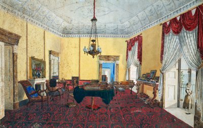 Room interior with view over the Gulf of Naples by Italian School