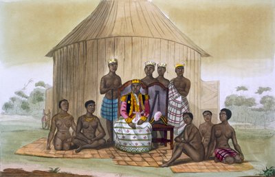 Saba, or Ruler, with Nobles and His Wife, West Africa, c.1820s-30s by Italian School
