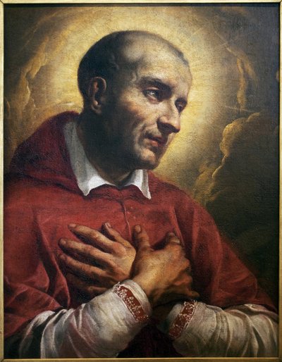 Saint Charles Borromeo (1538-1584). Fragment of an anonymous painting of Naples, 17th century. Museum of Fine Arts in Angers by Italian School