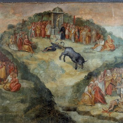 Saint Hippolytus Throwing the Thurible Given to Him by Pontifex Battistellus (Detail) by Italian School