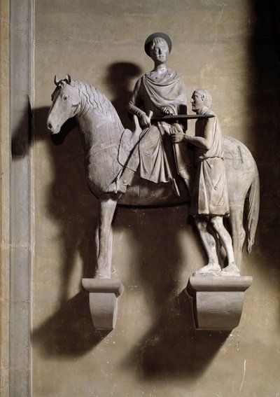 Saint Martin sharing his coat with a beggar by Italian School