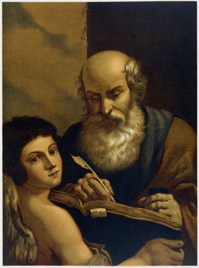 Saint Mathieu Writing and an Angel - in “Aurea Bibbia classica: storia della rivelazione divina nell