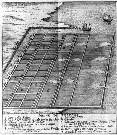 Salt marsh in Trapani. Illustrated board taken from 