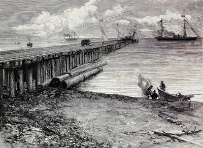 San Leon mine, boarding deck of ore for Maddalena, Engraving, Sardinia, Italy by Italian School