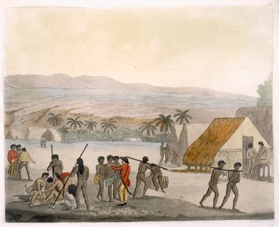 Sandwich Islands - a Westerner negotiating for stores, plate 92 from Le Costume Ancien et Moderne, by Jules Ferrario by Italian School