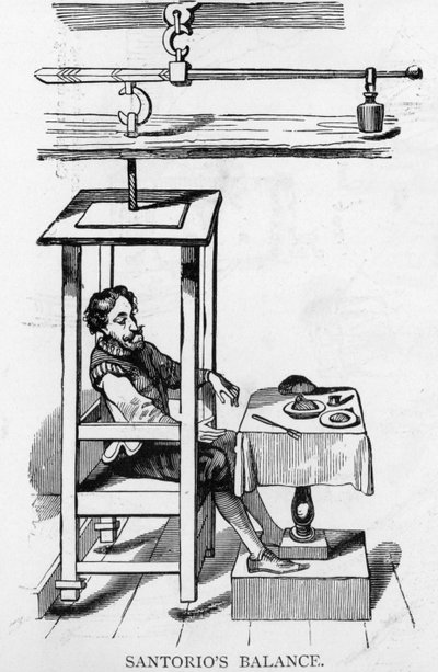 Santorio Santorio sitting in his Balance Machine by Italian School