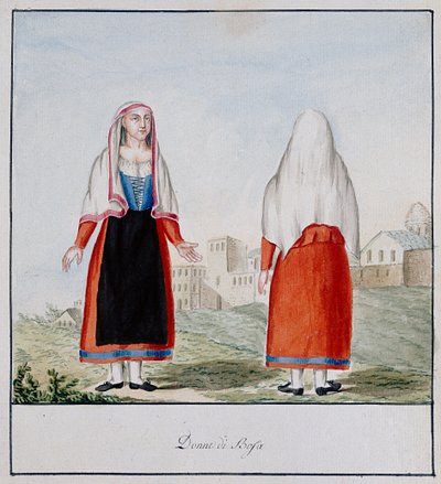 Sardinian costumes of Bosa, printed ms.258, Luzzetti Collection by Italian School