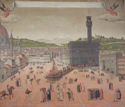 Savonarola Being Burnt at the Stake, Piazza della Signoria, Florence by Italian School