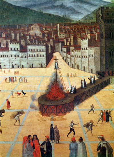 Savonarola Being Burnt at the Stake, Piazza della Signoria, Florence (detail) by Italian School