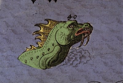 Sea monster: representation of a sea snake (detail) by Italian School