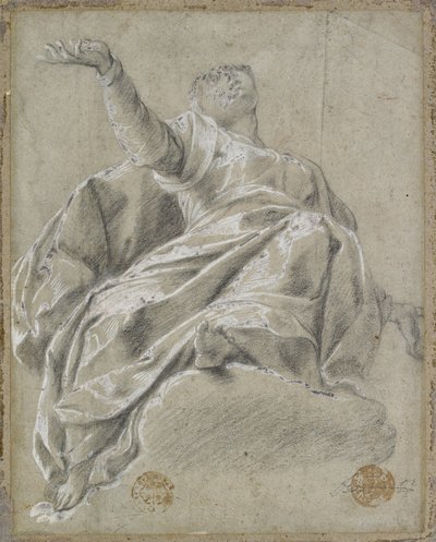Seated Female Figure on a Cloud, Gazing Upwards by Italian School