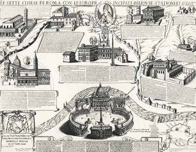 Seven Churches of Rome, With portrait of Alexander VII by Italian School
