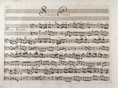 Sheet music page for "Sonata for violin and bass continuo" by Giuseppe Tartini by Italian School