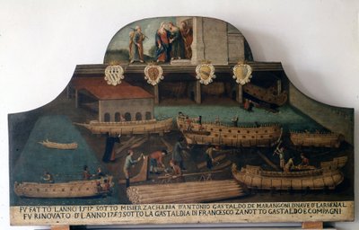 Shipbuilding: boats built in 1517 and renovated in 1753. by Italian School