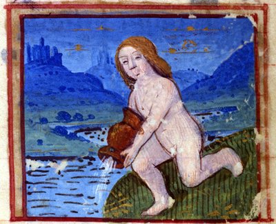 Sign of Aquarius, Italian Horoscope, mid-15th century by Italian School