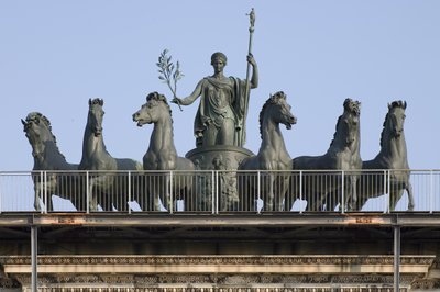 Six-horse chariot, detail of Arch of Peace, Milan, Italy by Italian School