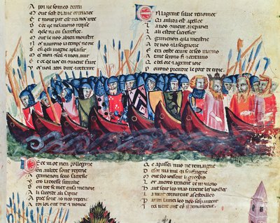 Soldiers in their Ships, from the Codex Benito de Santa Mora by Italian School
