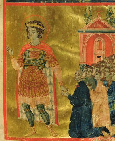 Some Brothers Praying to St. Theodore, from a Mariegola, 1350 by Italian School