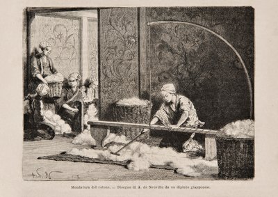Spinning Cotton, Japan, from the Italian edition of Tour du Monde, 1869 by Italian School