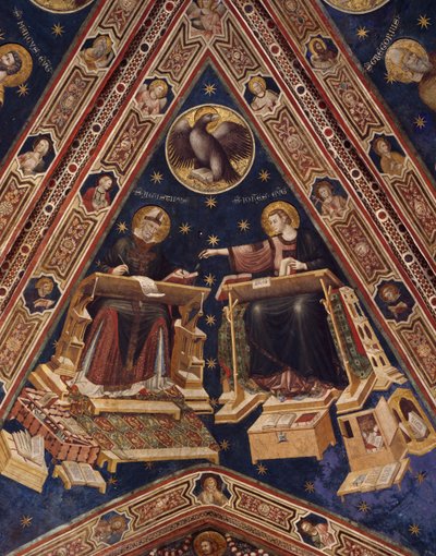 St Augustine and St John the Evangelist by Italian School