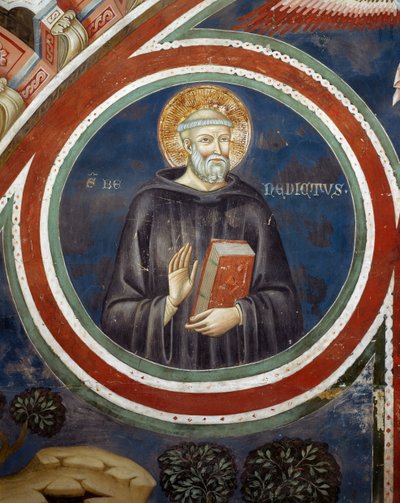 St Benedict, Fresco of the Second Collaborator by Consolo, Lower Church of the Monastery of the Sacred Cave, Subiaco, Italy by Italian School