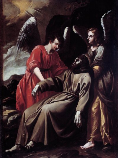 St Francis of Assisi Comforted by the Angels After Receiving the Stigmata by Italian School