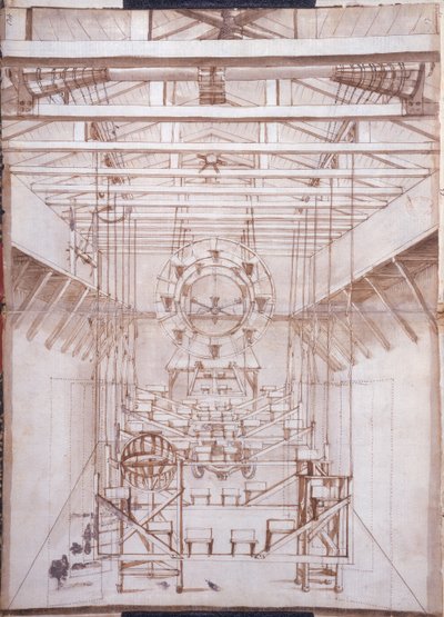 Stage machinery for the operas at the San Salvatore theatre in Venice, 1675 by Italian School