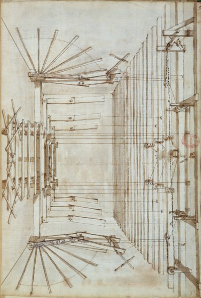 Stage machinery for the operas at the San Salvatore theatre in Venice, 1675 by Italian School
