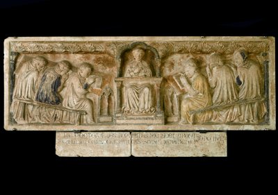 Students following the course of Bonifacio Galluzzi (Grave slab, circa 1346) by Italian School