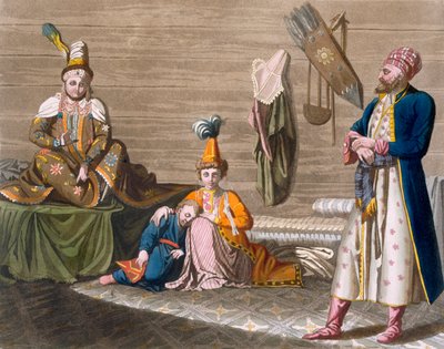 Tashkent Inhabitants in a Typical Dwelling, c.1820s-30s by Italian School