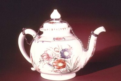 Teapot with Enamelled Floral Design by Italian School