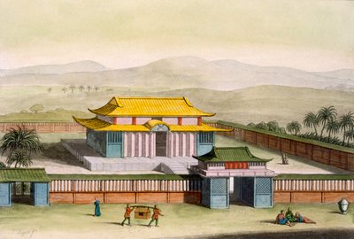 Temple Daibods in a Compound in the Countryside, from Costume dei... by Giulio Ferrario, c.1820s-30s by Italian School