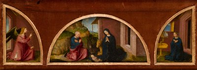 The Annunciation (demi-lunettes left and right) and the Nativity (central lunette) in One Frame, c.1480 by Italian School