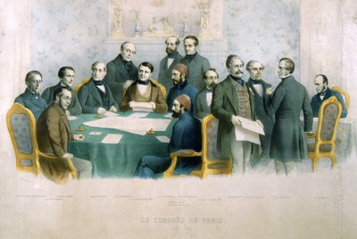The Congress of Paris, March 1856, illustration from The History of Italy by Italian School